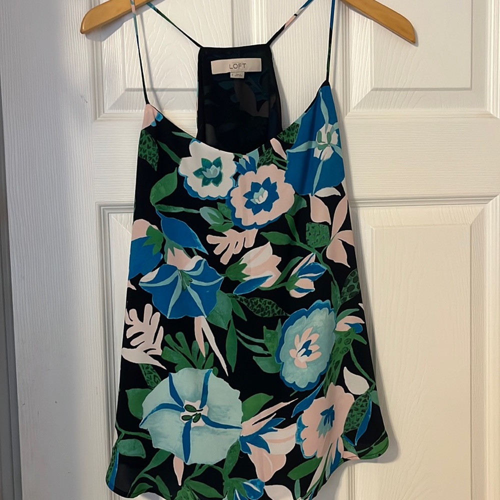 Floral Multi Color Loft Spaghetti Strap Blouse